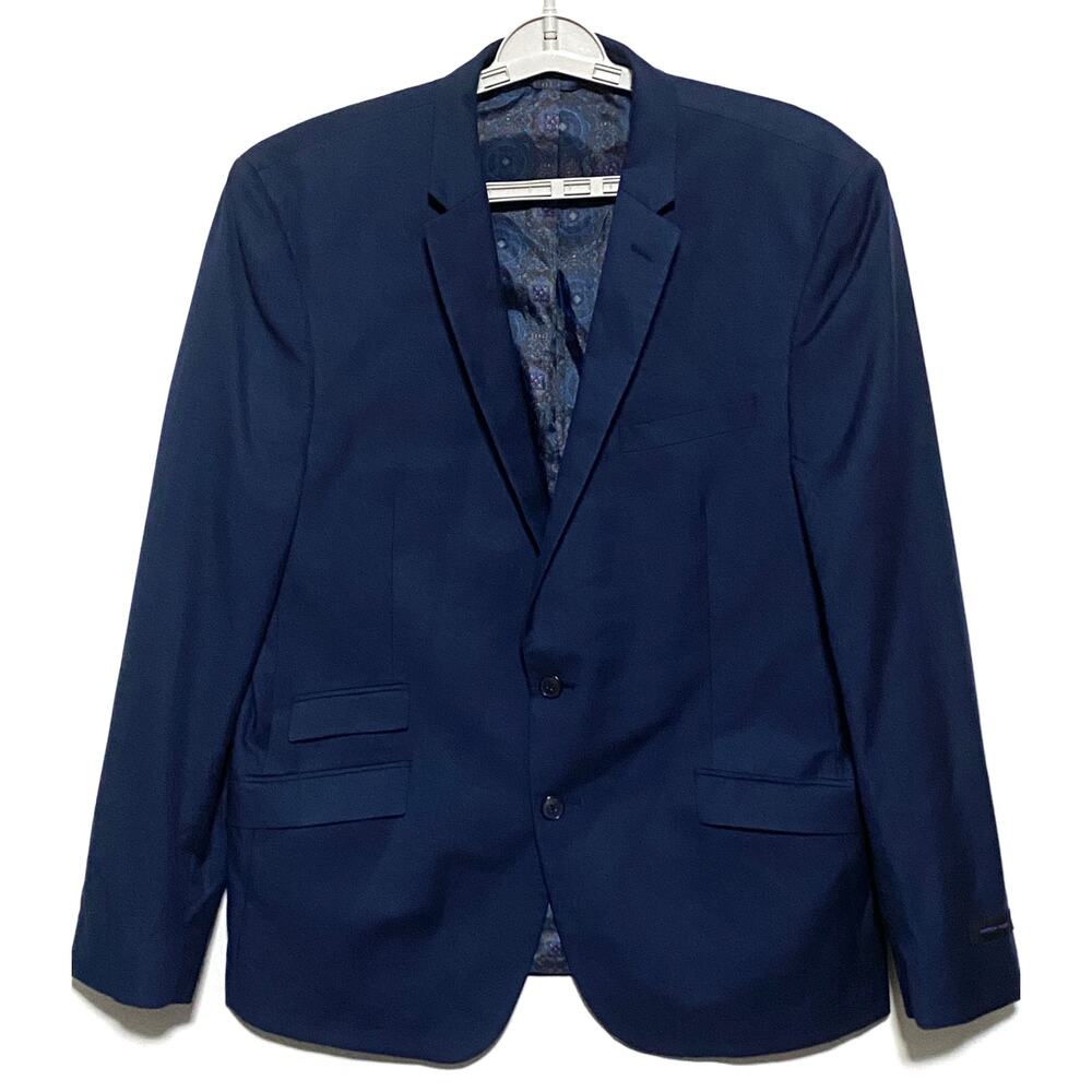 Andrew Fezza Blue Twill 2 Button Suit Jacket Blazers Men 44R Professional Career